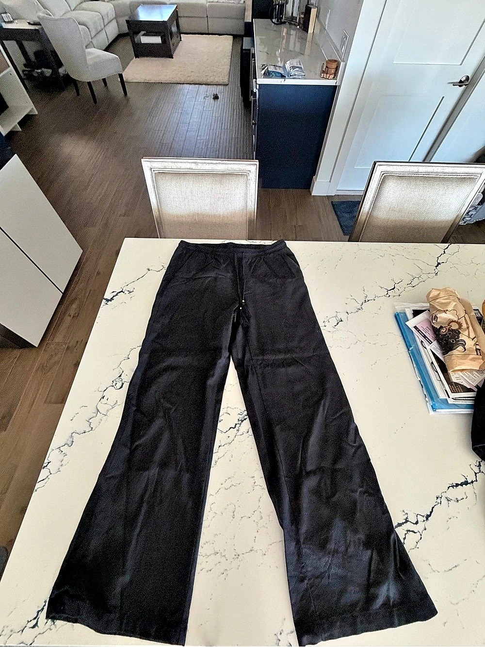 Ellen Tracy Black Wide Leg Pants linen blend